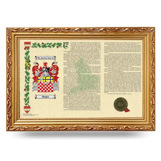 Barges Armorial Landscape Framed - Gold
