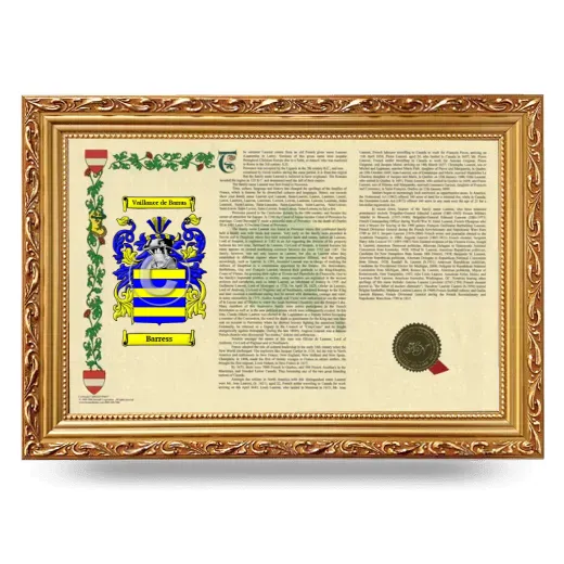 Barress Armorial Landscape Framed - Gold