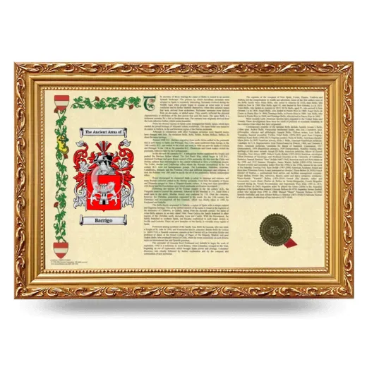 Barrigo Armorial Landscape Framed - Gold