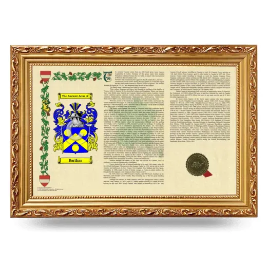 Barthas Armorial Landscape Framed - Gold