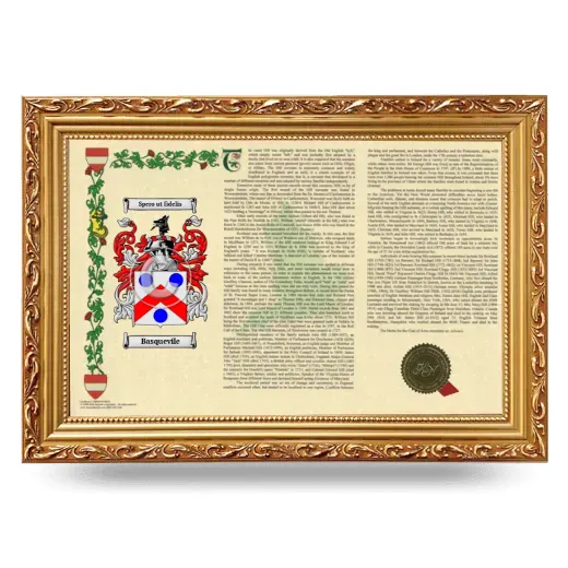 Basquevile Armorial Landscape Framed - Gold