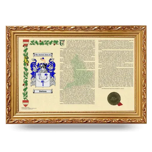 Battam Armorial Landscape Framed - Gold