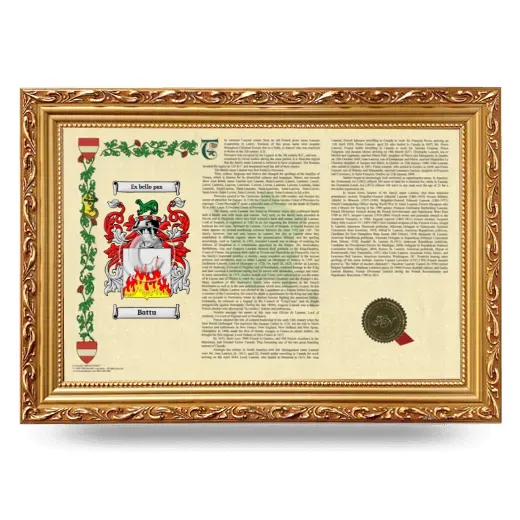 Battu Armorial Landscape Framed - Gold