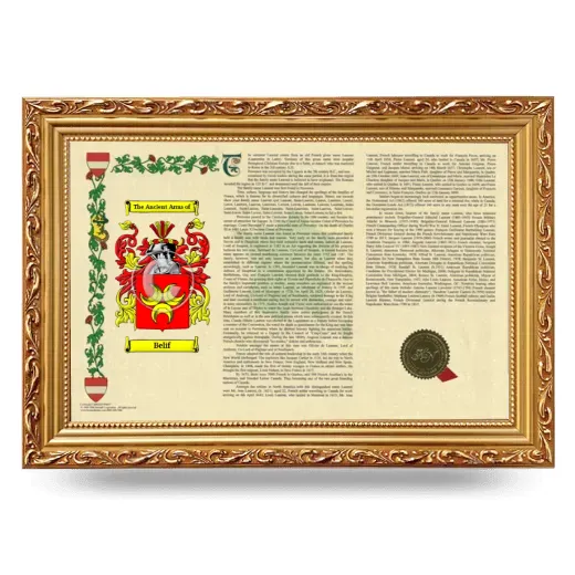 Belif Armorial Landscape Framed - Gold