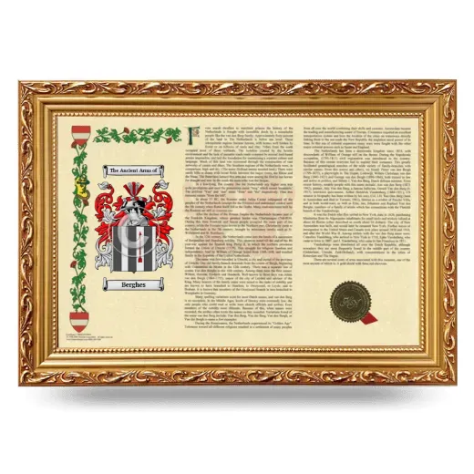 Berghes Armorial Landscape Framed - Gold