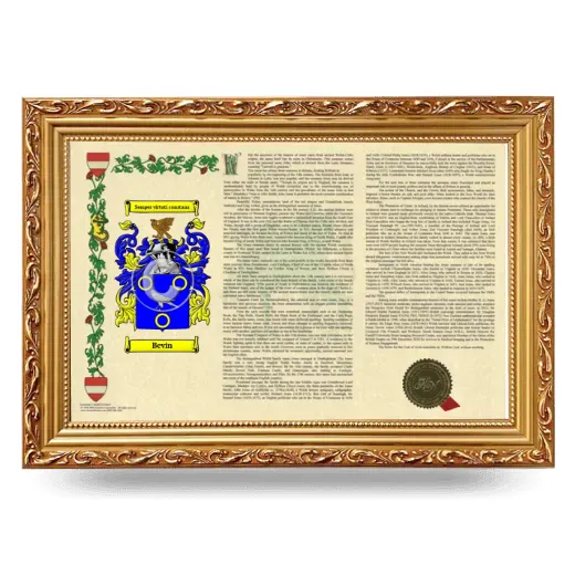 Bevin Armorial Landscape Framed - Gold