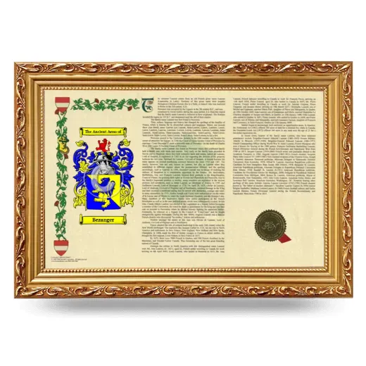 Bezanger Armorial Landscape Framed - Gold