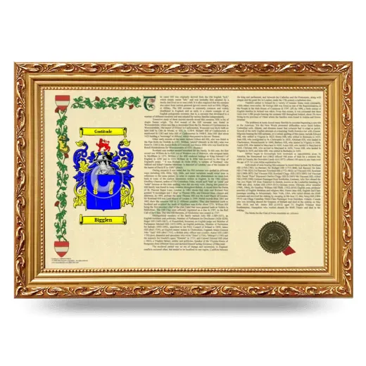 Bigglen Armorial Landscape Framed - Gold
