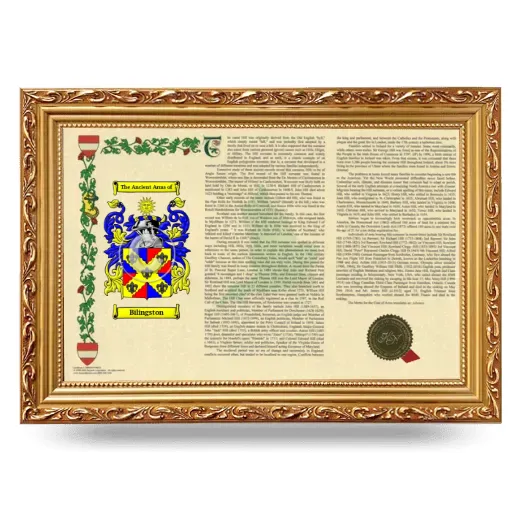 Bilingston Armorial Landscape Framed - Gold