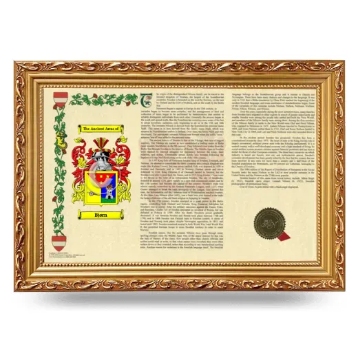 Bjørn Armorial Landscape Framed - Gold