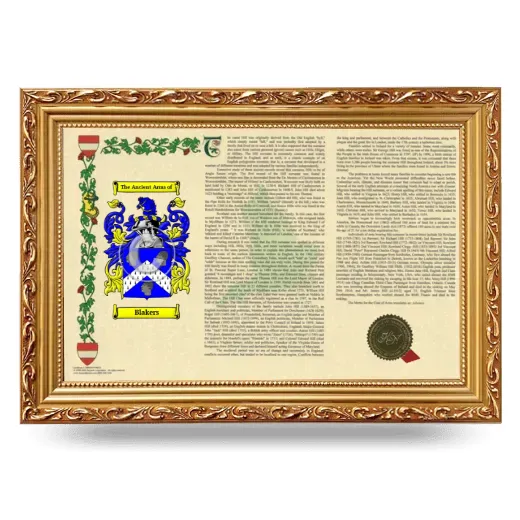 Blakers Armorial Landscape Framed - Gold