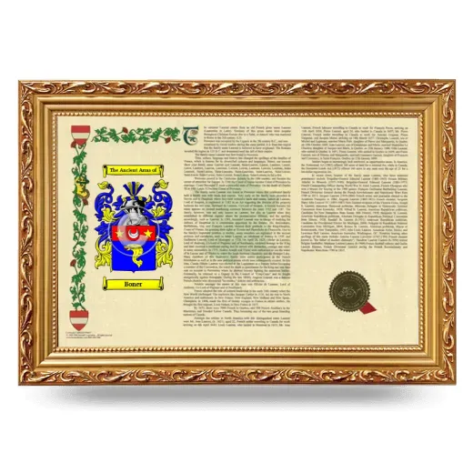 Boner Armorial Landscape Framed - Gold