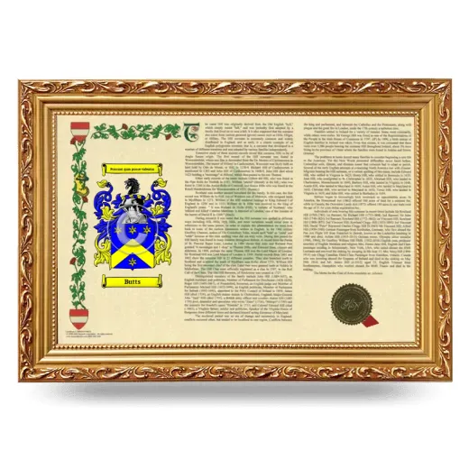 Butts Armorial Landscape Framed - Gold