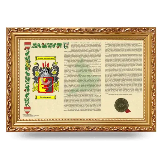 Cambenois Armorial Landscape Framed - Gold