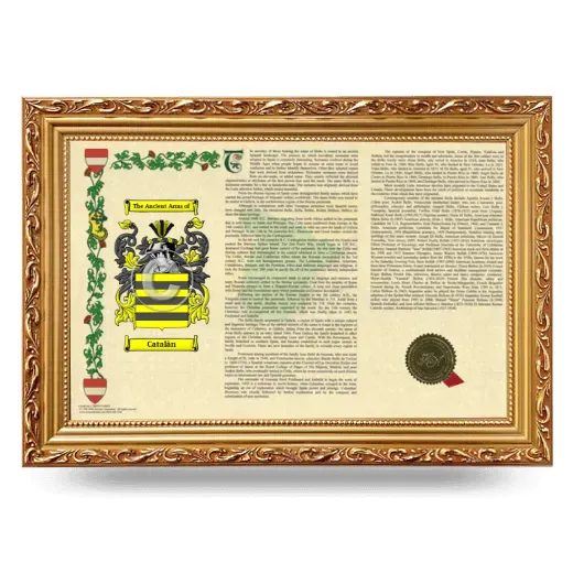 Catalàn Armorial Landscape Framed - Gold