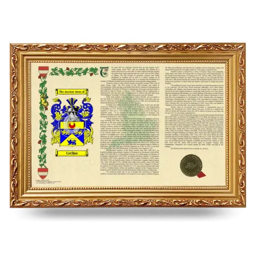 Catline Armorial Landscape Framed - Gold