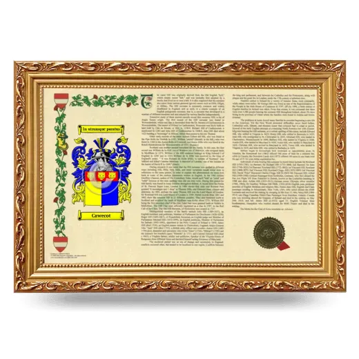 Cawecot Armorial Landscape Framed - Gold