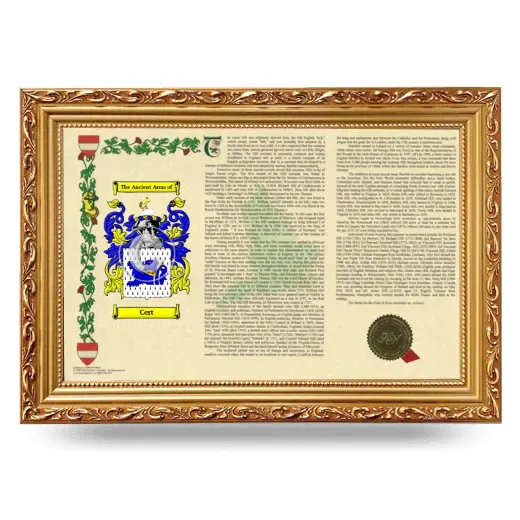 Cert Armorial Landscape Framed - Gold