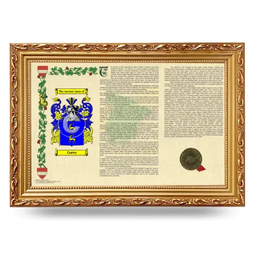 Cervo Armorial Landscape Framed - Gold