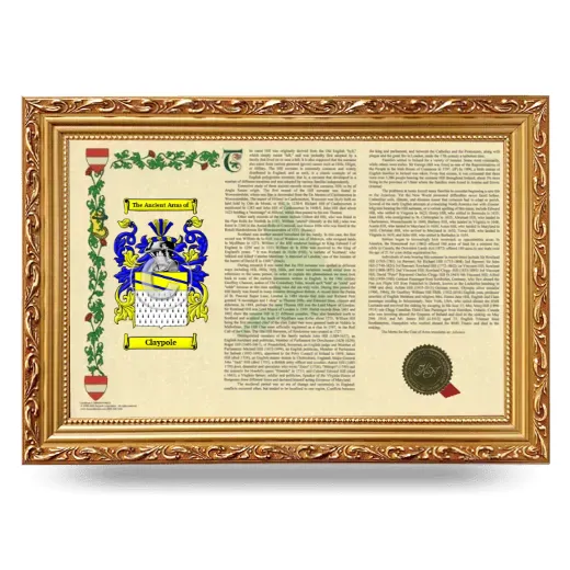 Claypole Armorial Landscape Framed - Gold