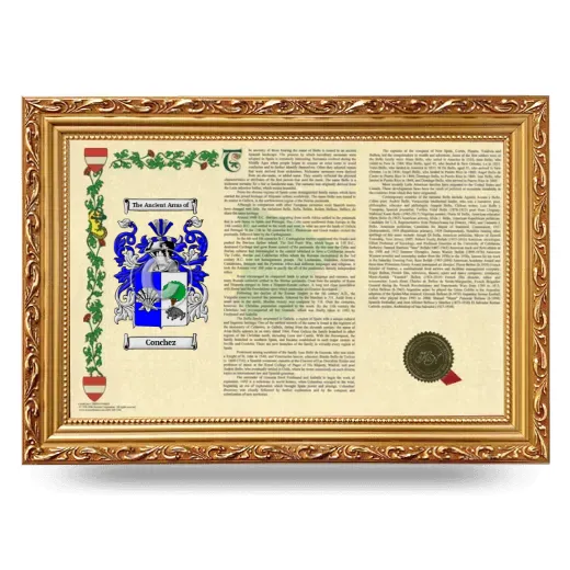 Conchez Armorial Landscape Framed - Gold