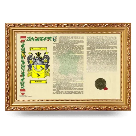 Conseil Armorial Landscape Framed - Gold