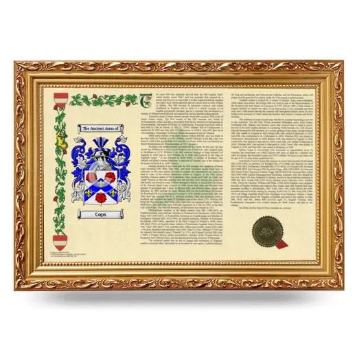 Cops Armorial Landscape Framed - Gold