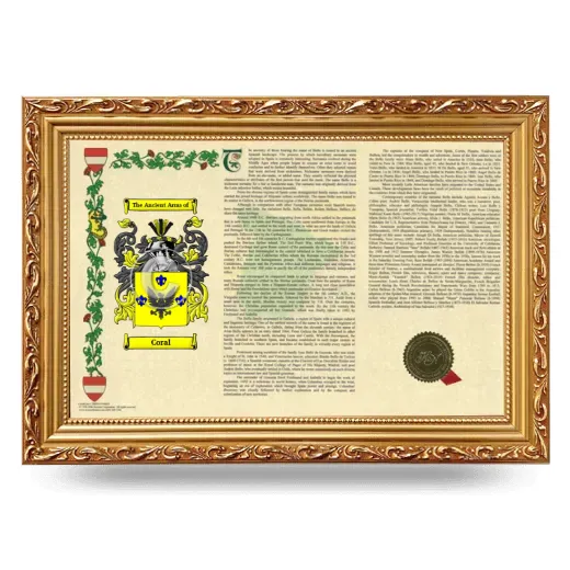 Coral Armorial Landscape Framed - Gold