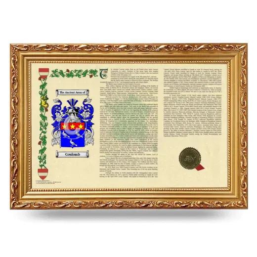 Coulomb Armorial Landscape Framed - Gold