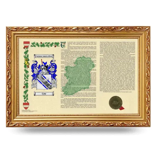 Cow Armorial Landscape Framed - Gold
