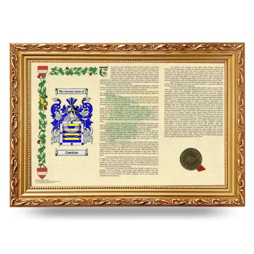 Cuestas Armorial Landscape Framed - Gold