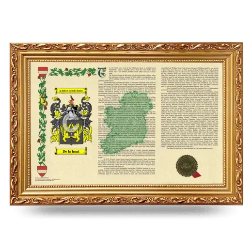 De la hunt Armorial Landscape Framed - Gold