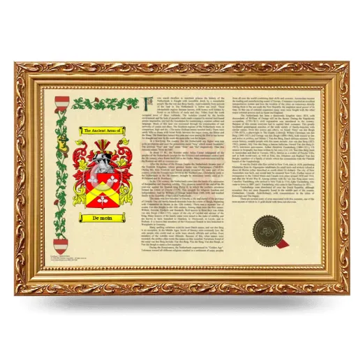 De moin Armorial Landscape Framed - Gold