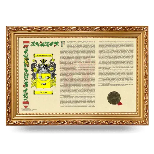 De vries Armorial Landscape Framed - Gold