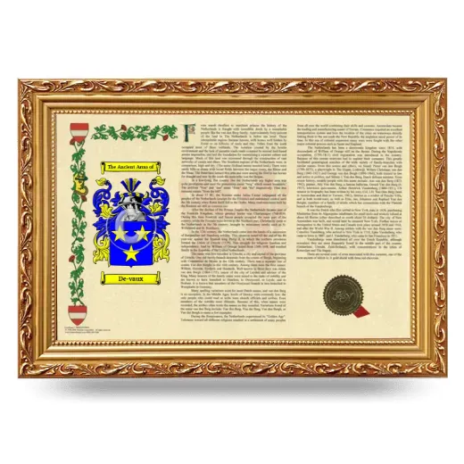 De-vaux Armorial Landscape Framed - Gold