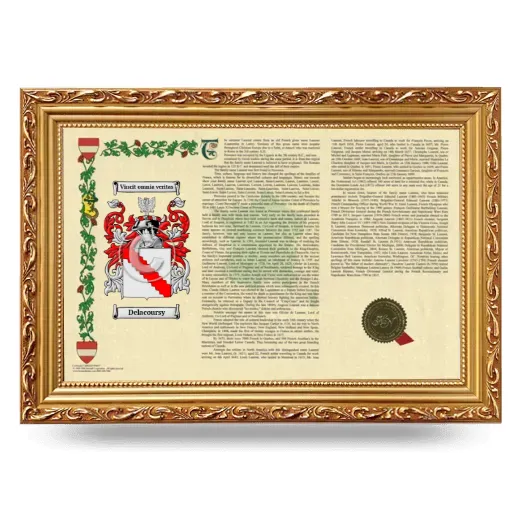 Delacoursy Armorial Landscape Framed - Gold