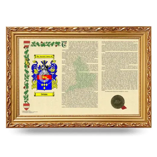 Delain Armorial Landscape Framed - Gold