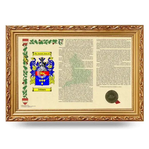 Deloney Armorial Landscape Framed - Gold