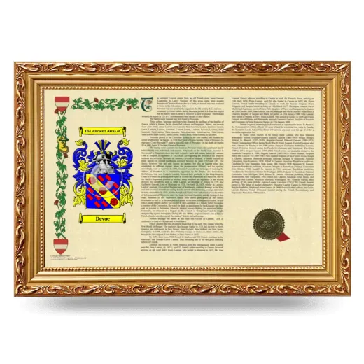 Devoe Armorial Landscape Framed - Gold