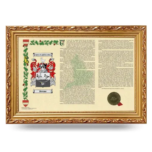 Devone Armorial Landscape Framed - Gold