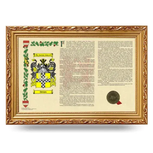 Devors Armorial Landscape Framed - Gold