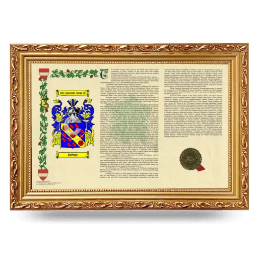 Devos Armorial Landscape Framed - Gold