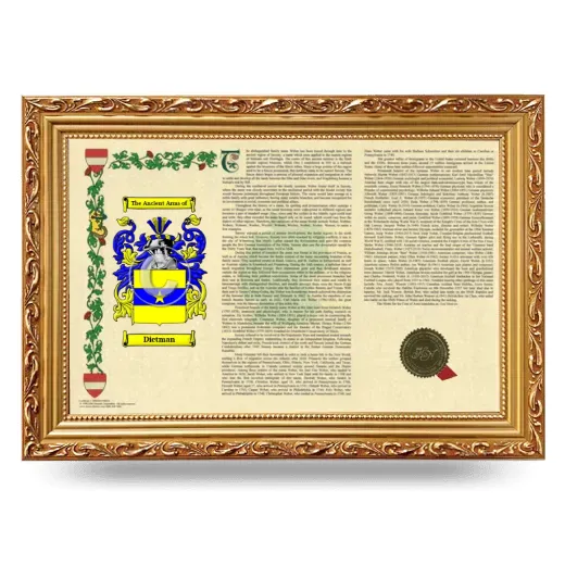 Dietman Armorial Landscape Framed - Gold