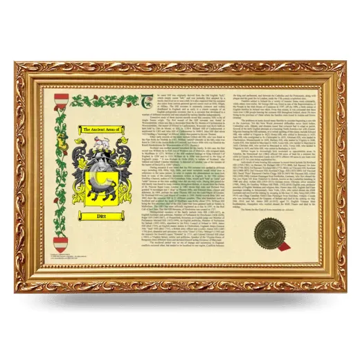 Ditt Armorial Landscape Framed - Gold