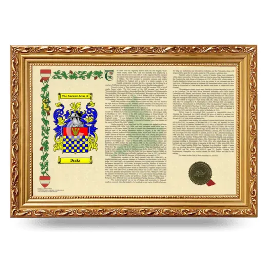 Draks Armorial Landscape Framed - Gold