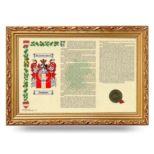 Drummer Armorial Landscape Framed - Gold