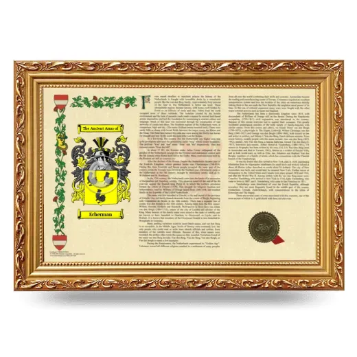 Echerman Armorial Landscape Framed - Gold