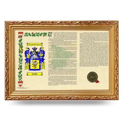 Escude Armorial Landscape Framed - Gold