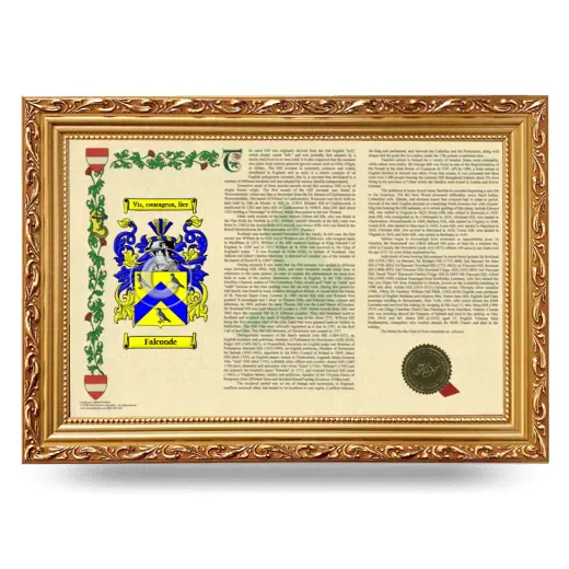 Falconde Armorial Landscape Framed - Gold