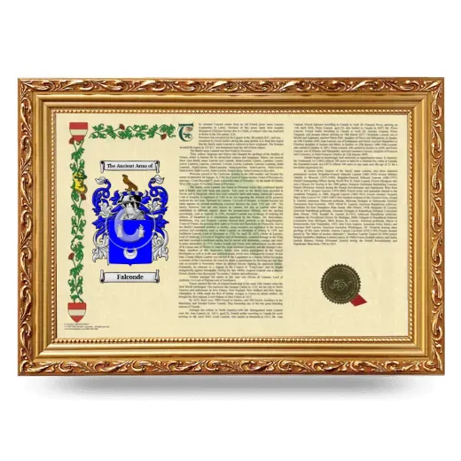 Falconde Armorial Landscape Framed - Gold